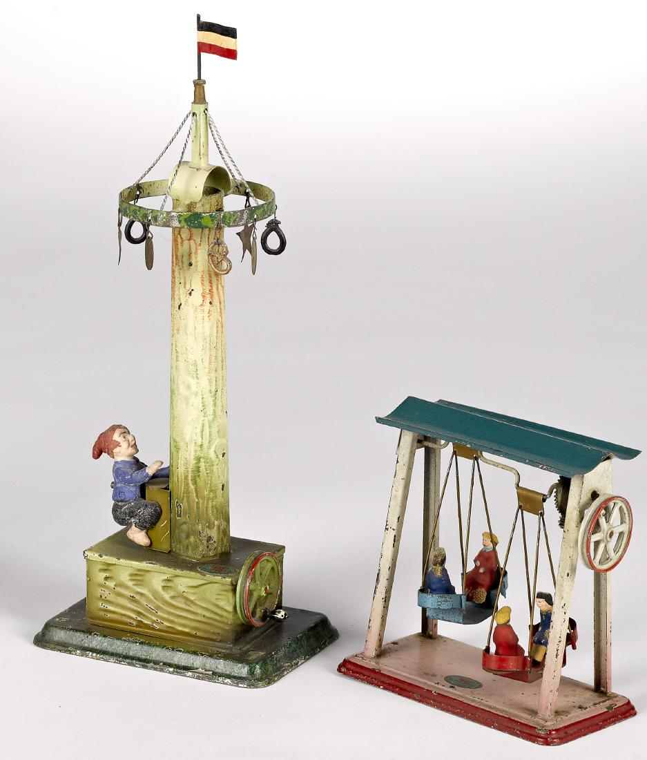 Two Doll & Cie painted tin steam toy accessories (1 of 2)