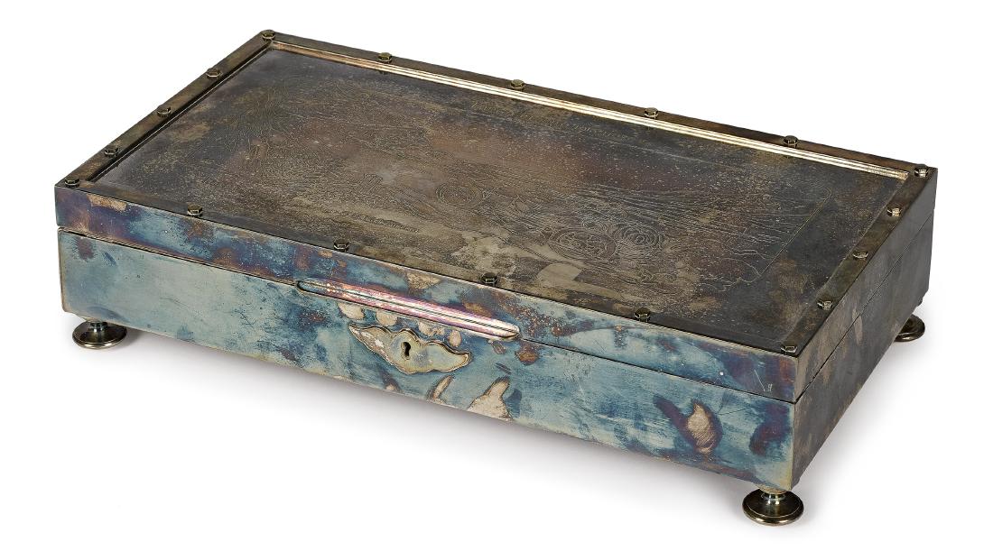 London silver plated car race humidor (1 of 2)