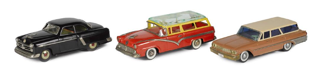 Three Japanese tin friction Ford vehicles (1 of 2)