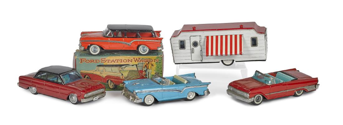 Four Japanese tin friction Ford vehicles, etc. (1 of 2)