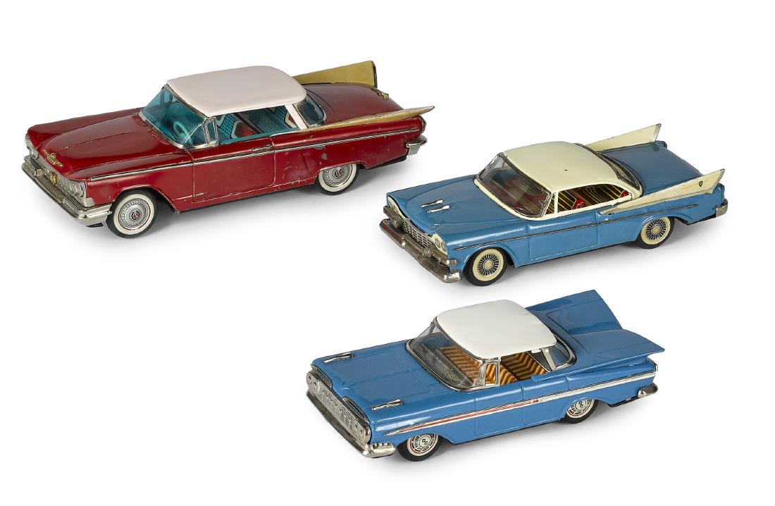 Three Japanese tin friction cars (1 of 2)