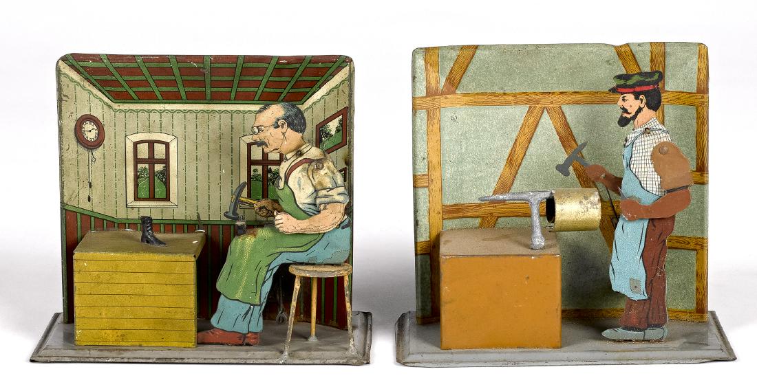 Two Falk tin lithograph workers steam toy accessories (1 of 1)