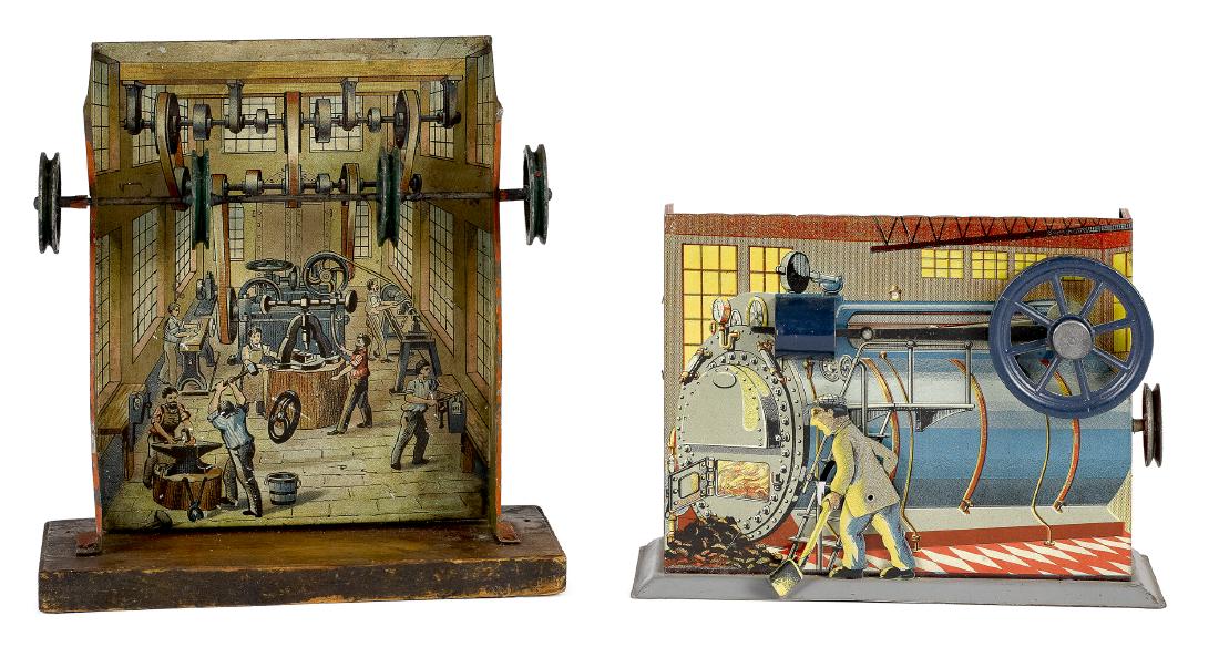 Two lithograph tin factory steam toy accessories (1 of 2)