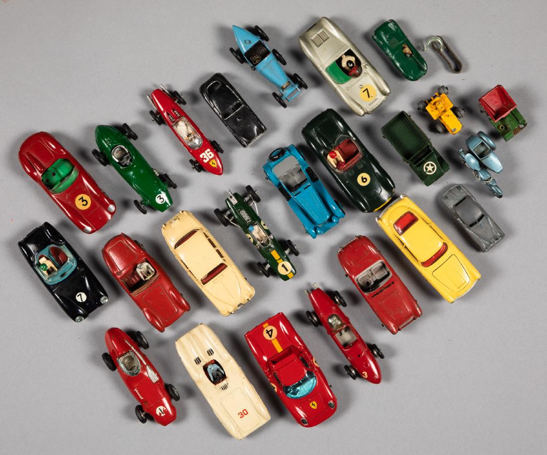 Collection of eleven Dinky race cars, etc.: Collection of eleven Dinky race cars, together with other Dinky and Lesney cars, longest - 3 7/8''.