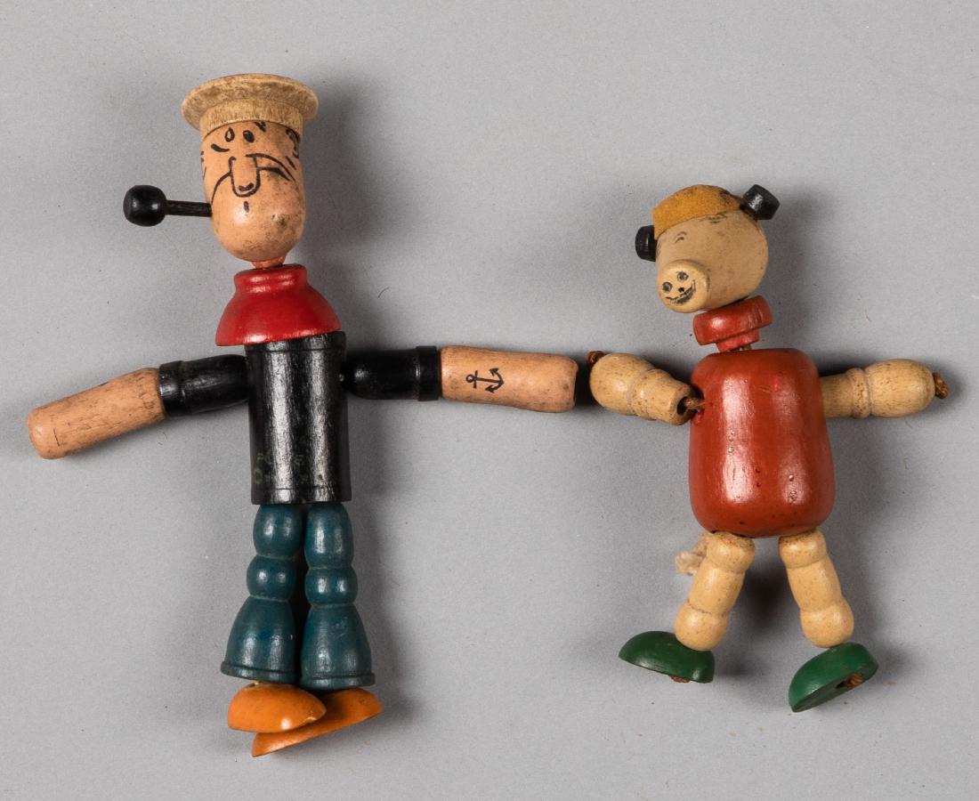 Two Jaymar jointed composition figures: Two Jaymar jointed composition figures, to include Popeye and a pig, 4'' h.