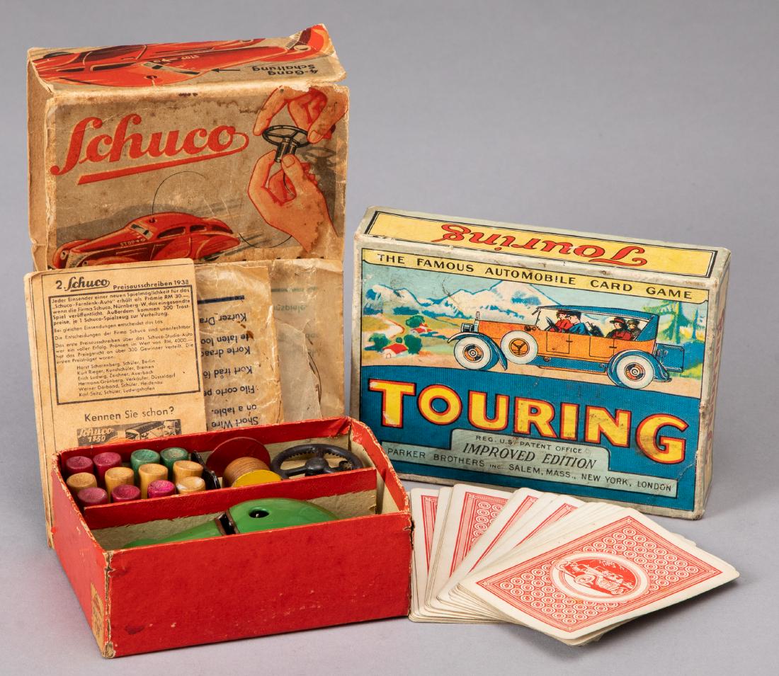 Schuco Fernlenk Auto 3000: Schuco Fernlenk Auto 3000, with original box and accessories, 4 1/4'' l., together with a Parker Brothers Game of Touring.