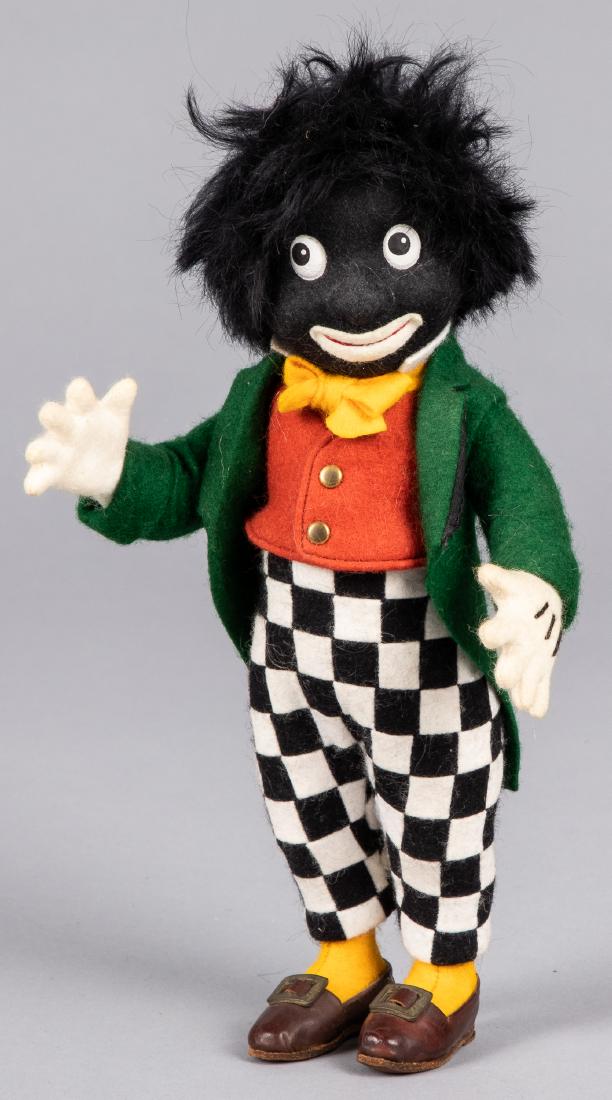 John Wright golliwog felt doll: John Wright golliwog felt doll, 10'' h.