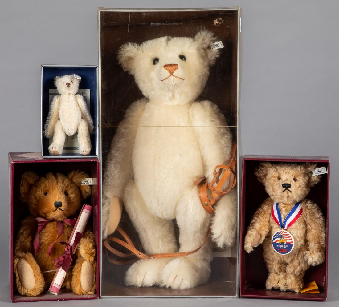 Four Steiff mohair teddy bears: Four Steiff mohair teddy bears, in the original boxes, to include limited and premier editions, Oliver, Sam, and two 1908 replicas, tallest - 21'' h.