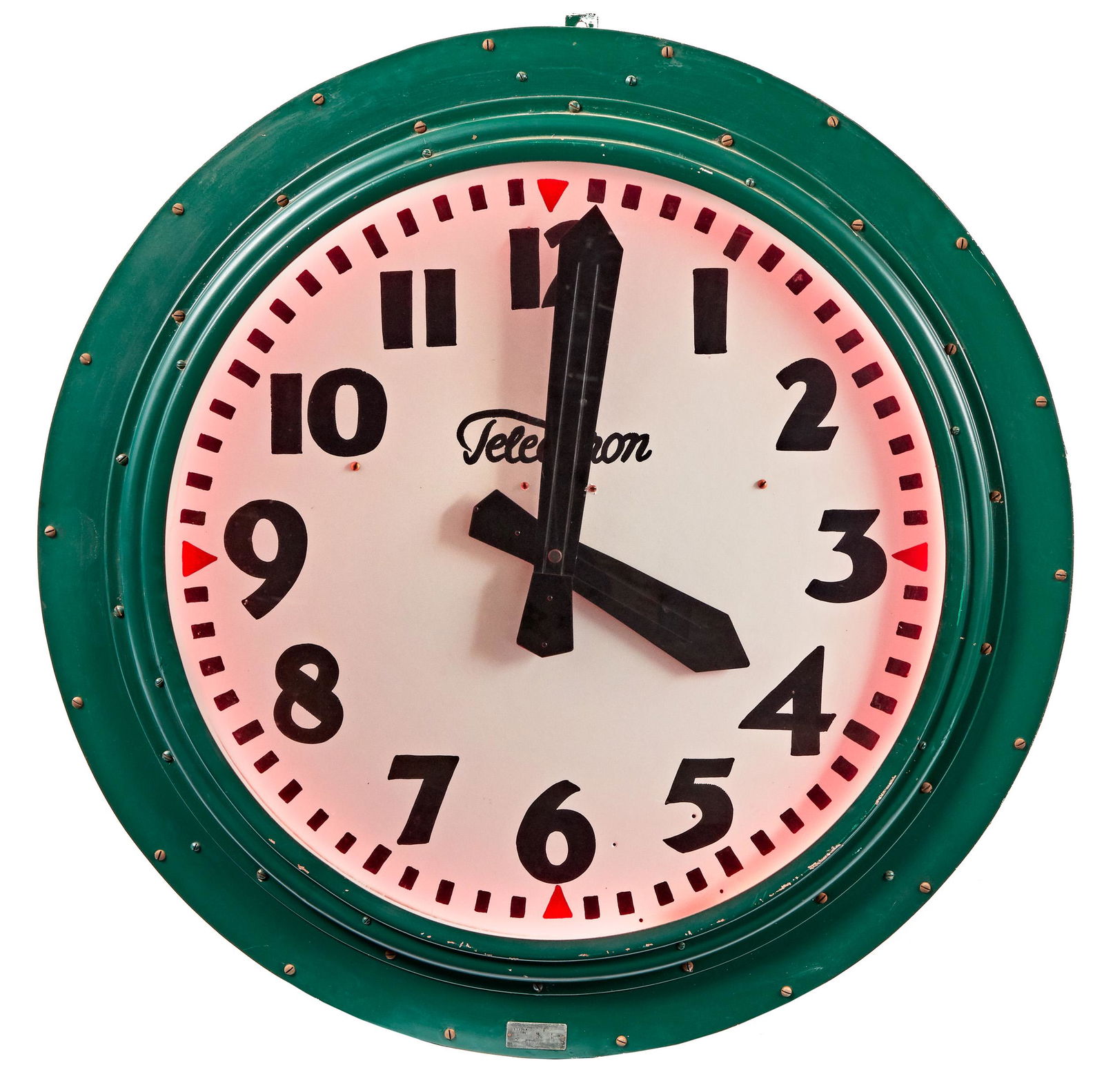 Massive Telechron electric neon wall clock: Massive Telechron electric neon wall clock, 38'' dia.