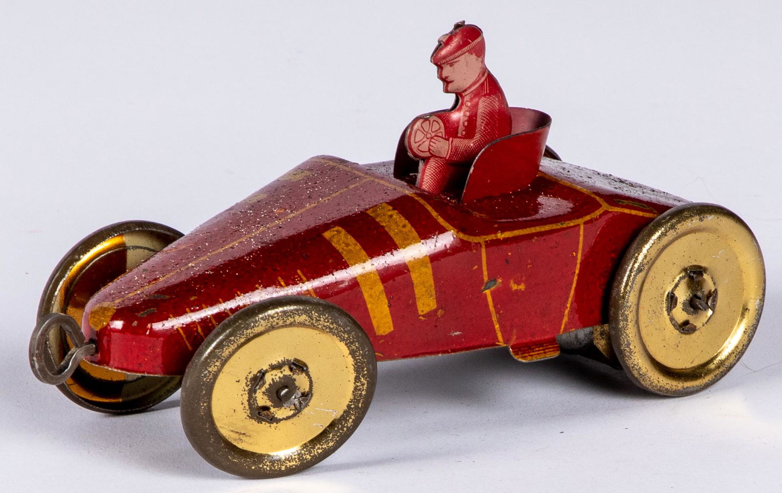 Mohawk tin lithograph wind-up race car: Mohawk tin lithograph wind-up race car, 6 1/2'' l.