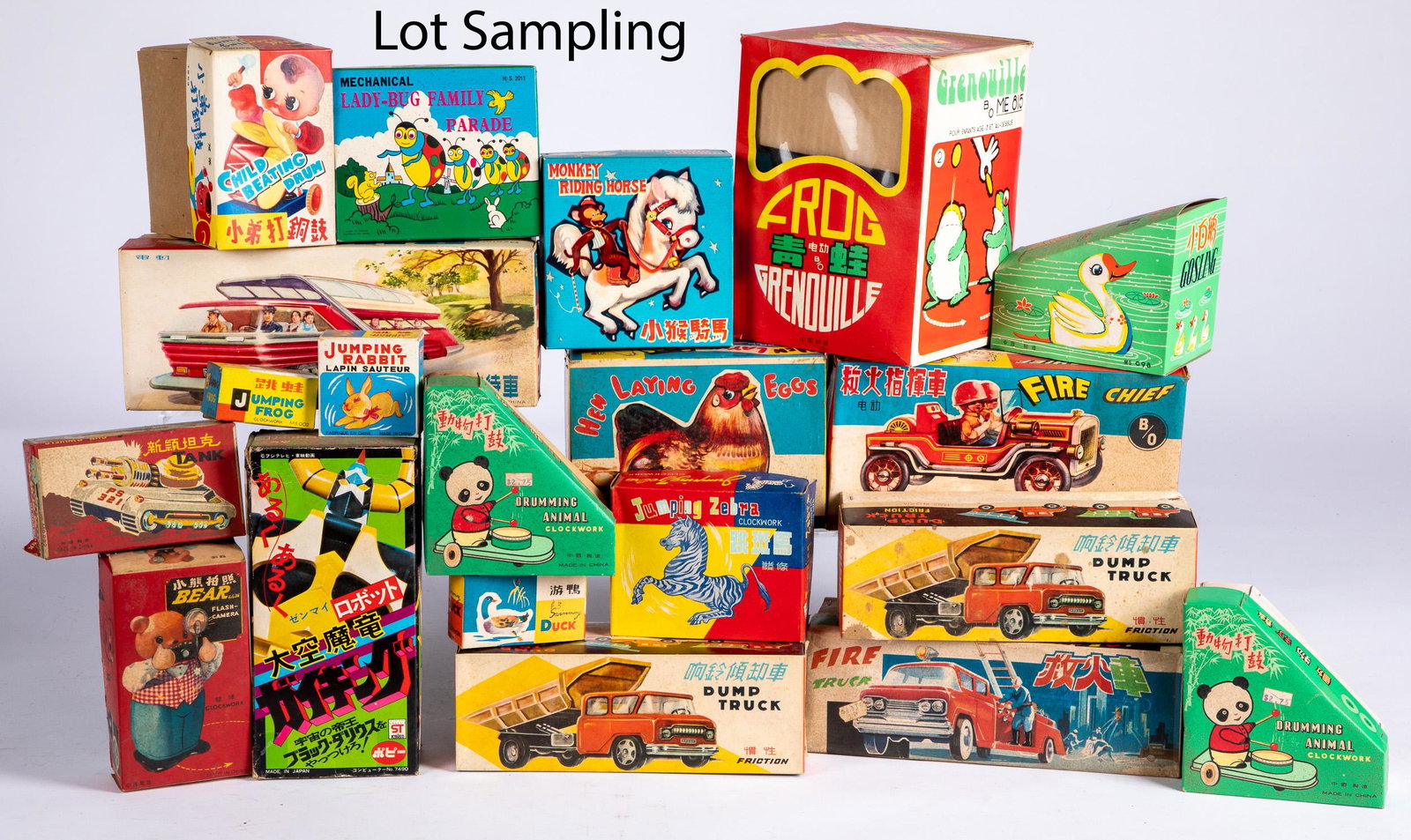 Large group of Chinese mechanical toys: Large group of Chinese mechanical toys in the original boxes.