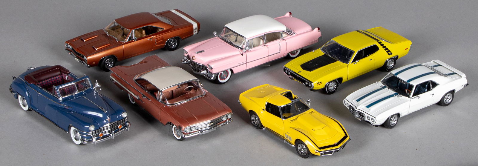 Franklin Mint and Danbury Mint scale model cars: Seven Franklin Mint and Danbury Mint scale model cars, longest - 9''.