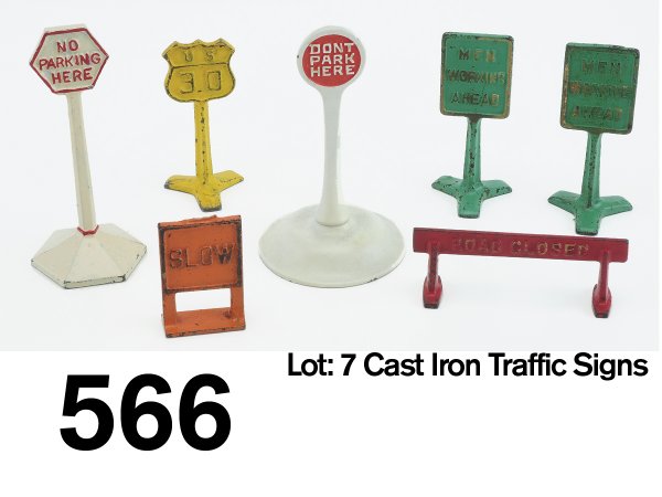 Lot: 7 Cast Iron Traffic Signs