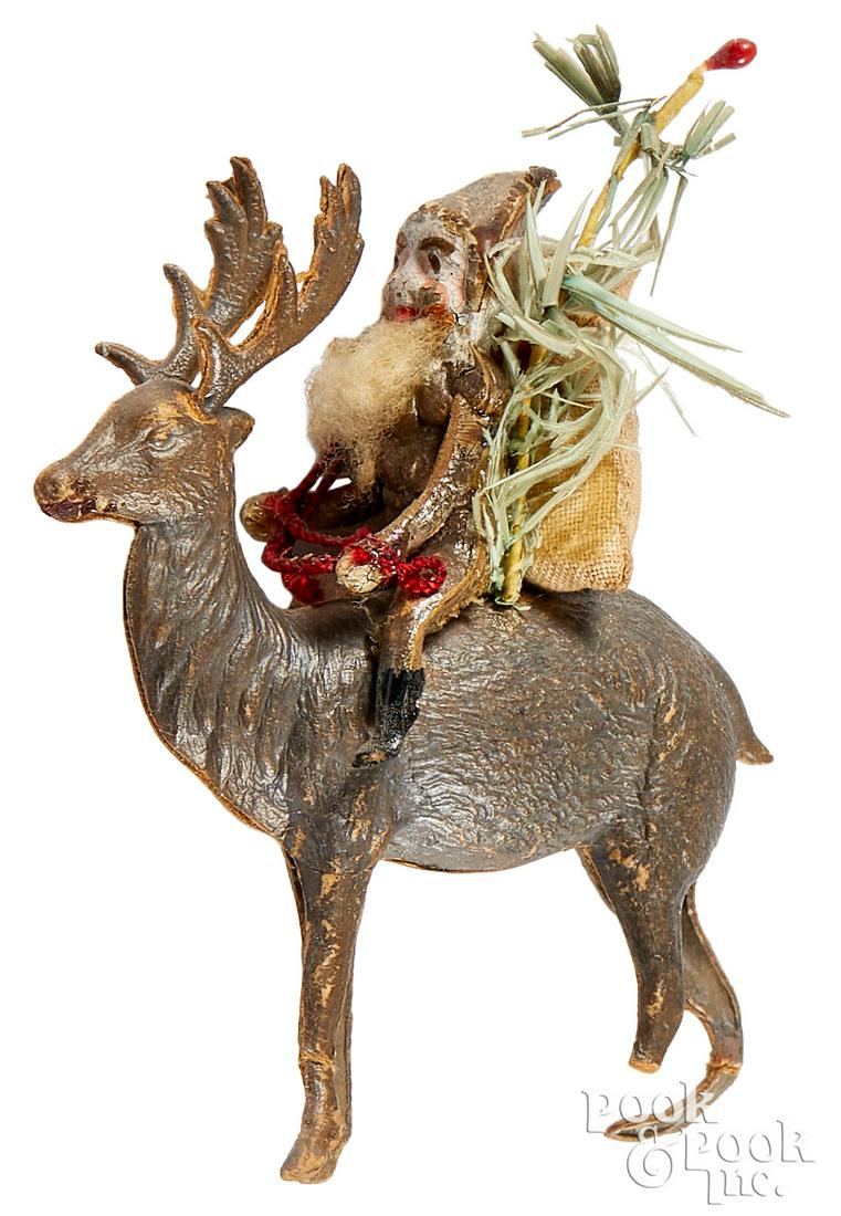 Dresden Santa's elf & reindeer Christmas ornament (1 of 2)