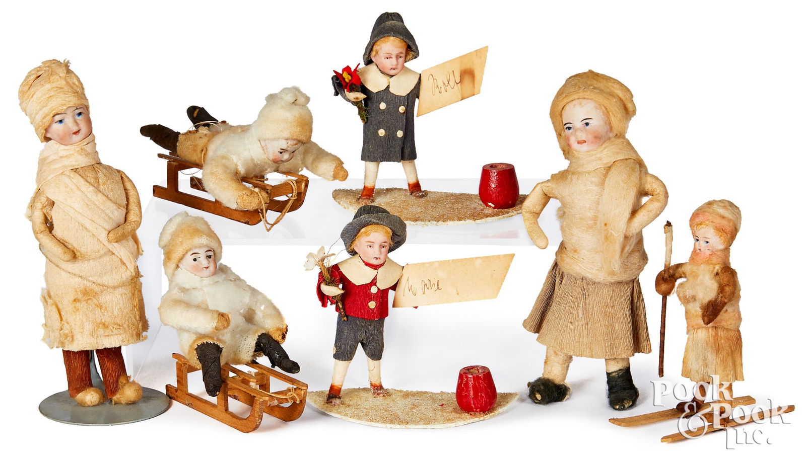 Seven spun cotton bisque head Christmas ornaments (1 of 1)