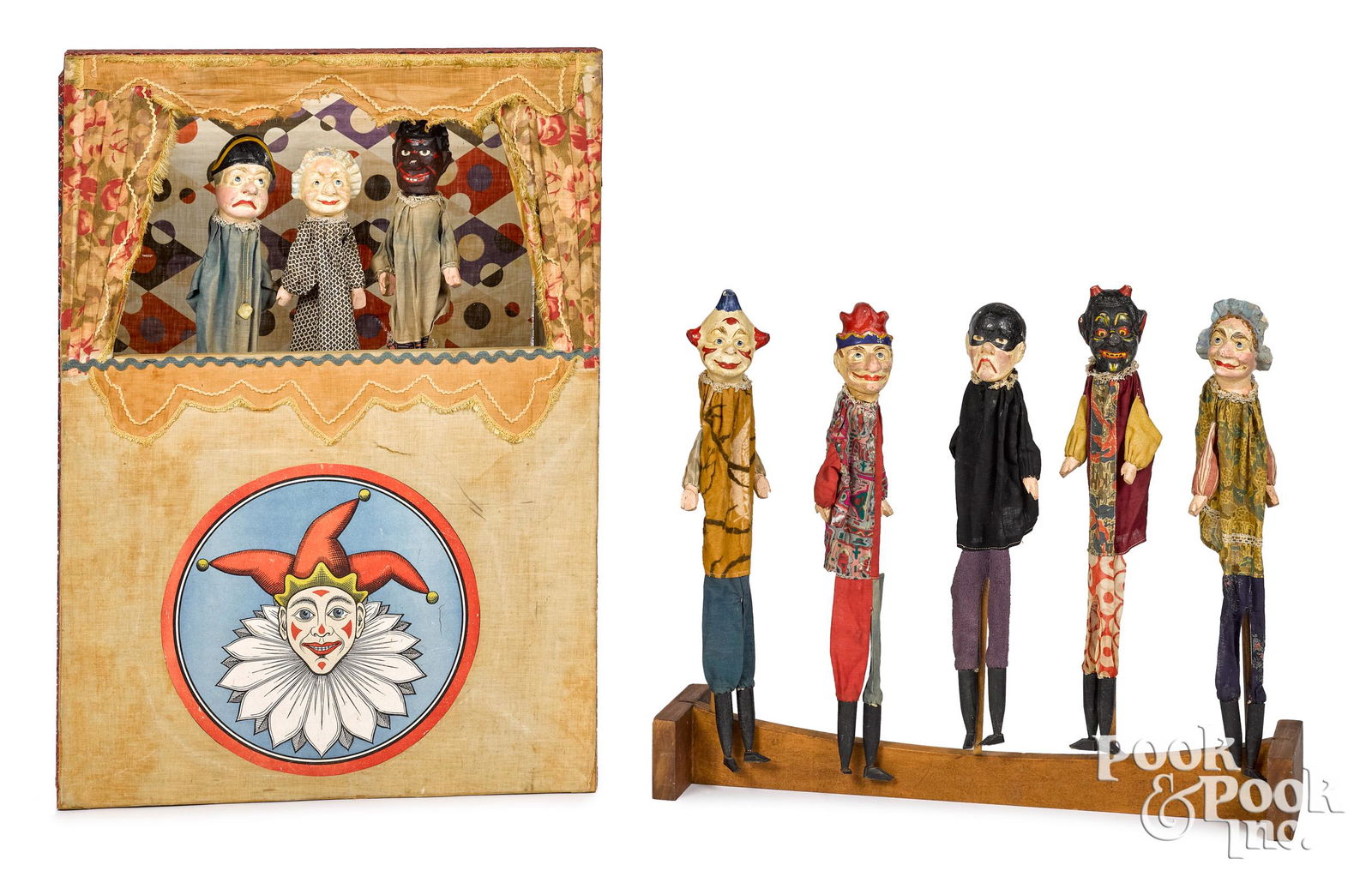 Eight composition Punch and Judy puppets and stag (1 of 1)