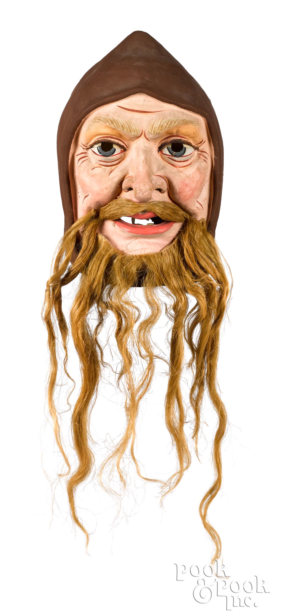 Painted papier-mâché parade mask (1 of 3)