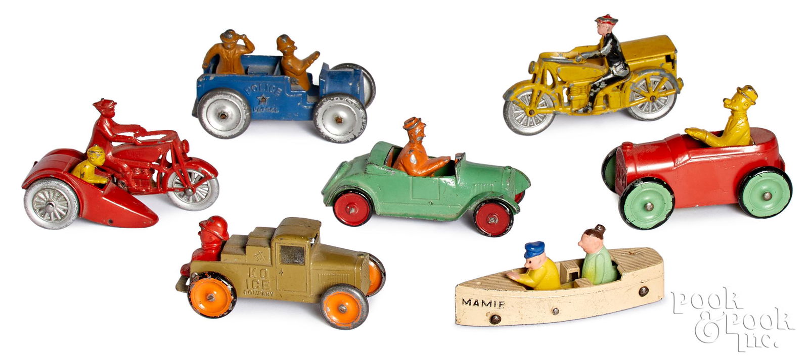 Seven Tootsietoy comic character funnies vehicles (1 of 1)