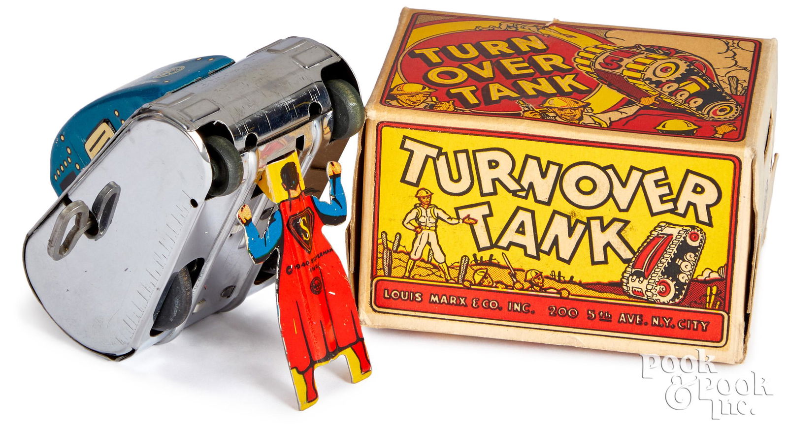 Marx tin lithograph wind-up Superman Turnover Tan (1 of 4)