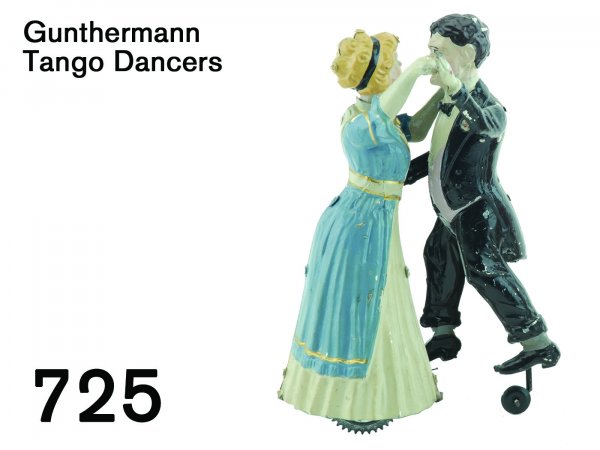 Gunthermann Tango Dancers: Gunthermann Tango Dancers painted tin clockwork toy; very nice example 8" t.