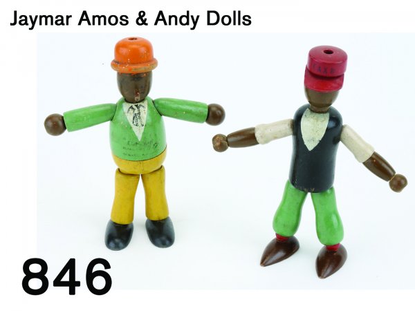 Jaymar Amos & Andy Dolls: Jaymar Amos & Andy Dolls painted wood jointed images of the famous pair appr. 6" t. ea.