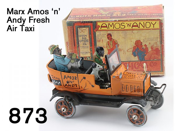 Marx Amos & Andy Fresh Air Taxi: Marx Amos & Andy Fresh Air Taxi lithographed tin clockwork reproduction of the famous toy 8" l.