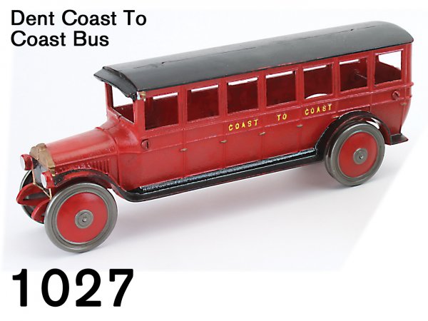 Dent Coast To Coast Bus: Dent Coast To Coast Bus painted cast iron, later assembly from original factory parts 15" l.