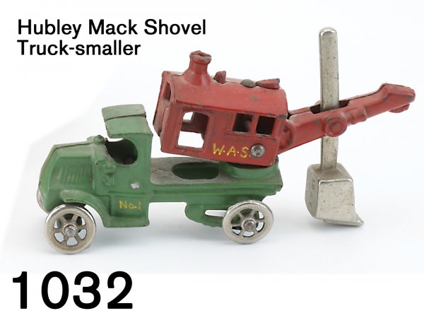 Hubley Mack Shovel Truck-smaller: Hubley Mack Shovel Truck-smaller painted cast iron with nickeled wheels and shovel 6.5" l.