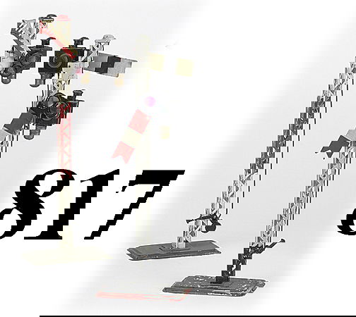 Lot: 2 KBN Semaphores: Lot: 2 KBN Semaphores painted tin with spirit fired lanterns 13" t. very good to excellent (general wear, double arm with paint flaking to base) 13" t.