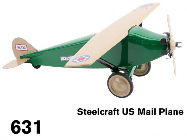 Steelcraft US Mail Plane: painted pressed steel with rubber tired wheels - a nice properly restored example Size: 22.5" ws., 23" l.