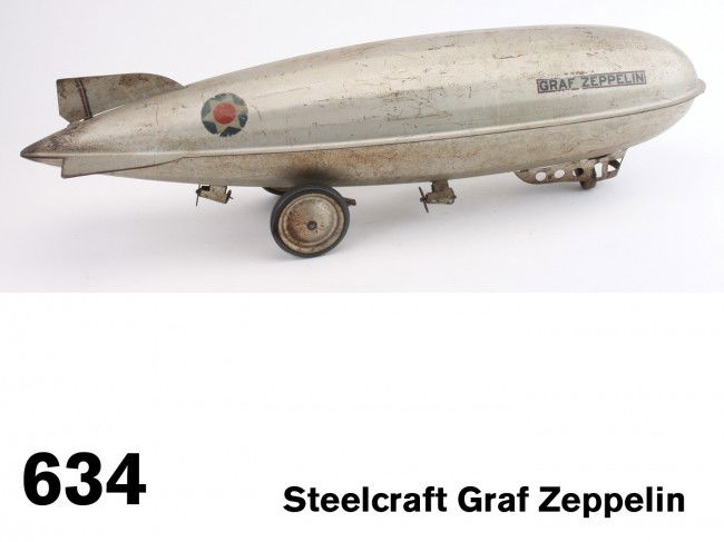Steelcraft Graf Zeppelin: painted pressed steel ride-on toy Size: 30" l.