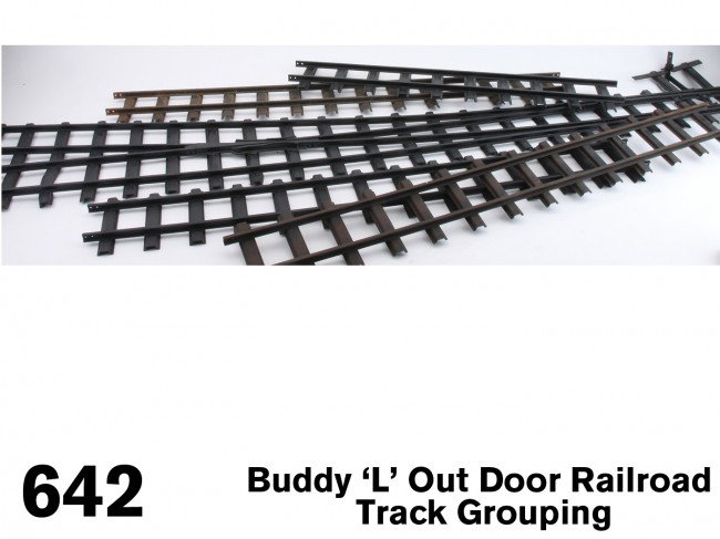 Buddy 'L' Out Door Railroad Track Grouping: includes 4 straight sections - 3 48" long, 1 33" long and an 82" long switch Size: longest 82" l.