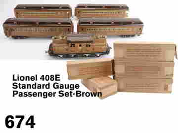 674: Lionel 408E Standard Gauge Passenger Set-Brown
