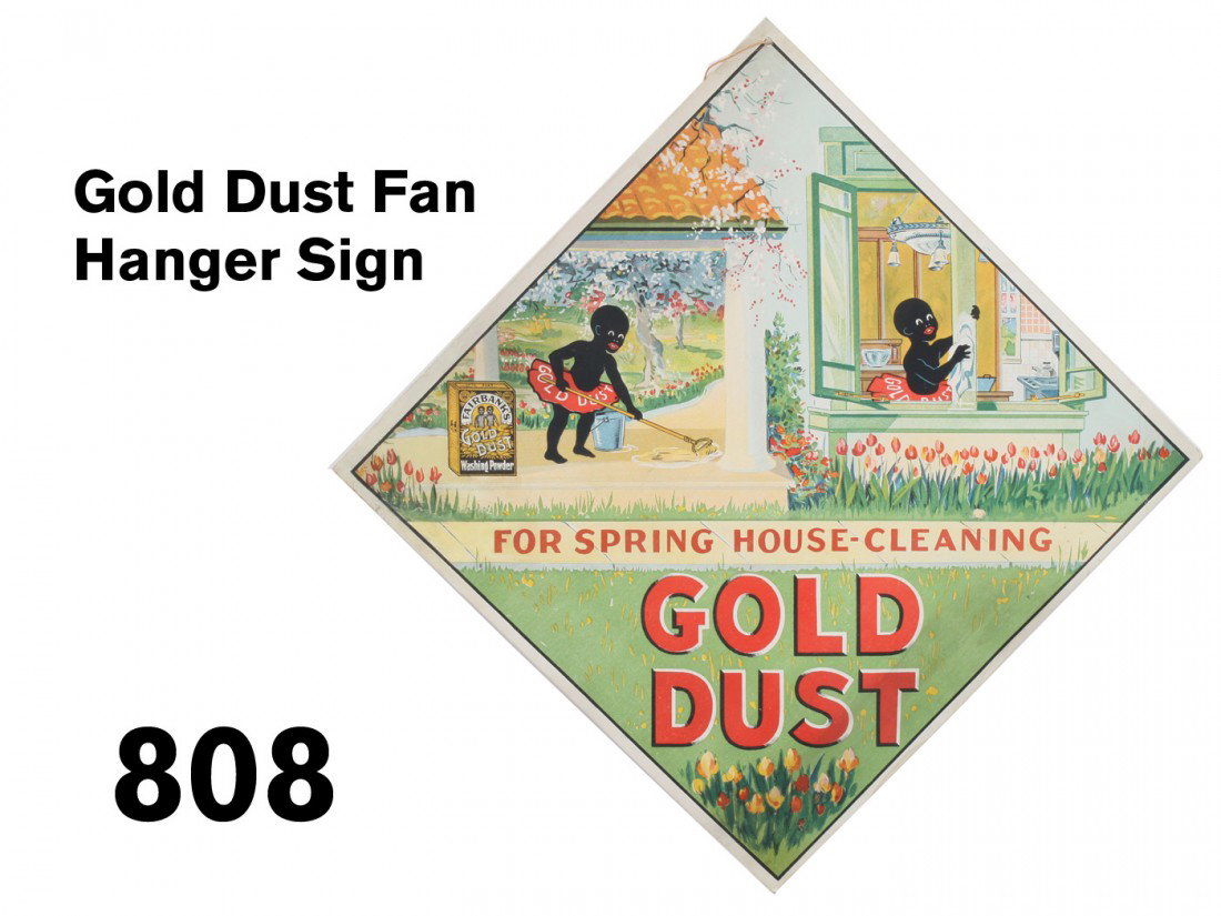 Gold Dust Fan Hanger Sign: very colorful double sided lithographed cardboard fan hanger sign, great graphic and color 13.5" sq.