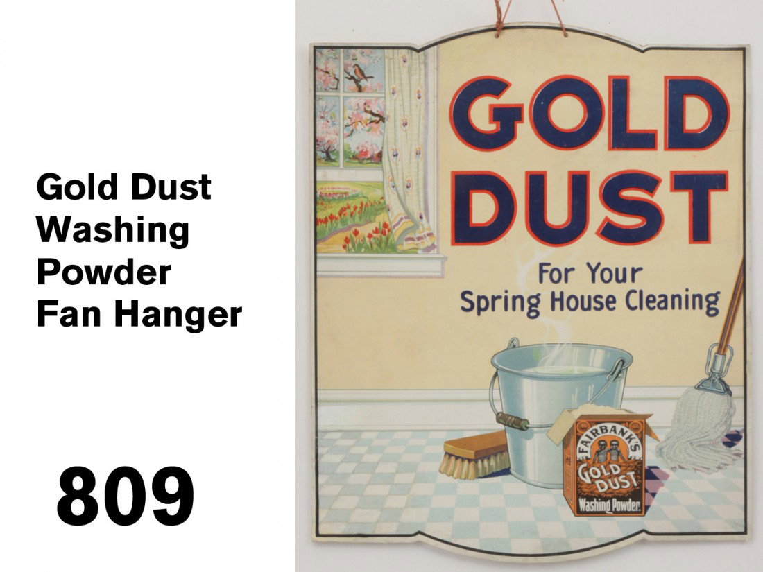 Gold Dust Washing Powder Fan Hanger: colorful lithographed double sided cardboard fan hanger, great graphic image with strong color and realistic package illustration 16" x 13"