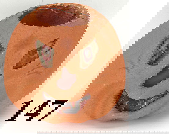 Grinning Jack-O-Lantern: U.S. made paper pulp with matte finish with insert 5.5" t.