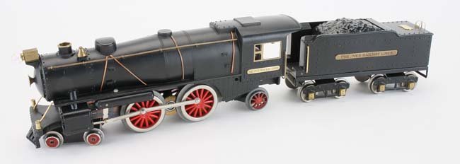 Ives 1134 Loco & Tender: restored 4-4-2 American steam profile Ives railway lines electric engine and tender 24" l.