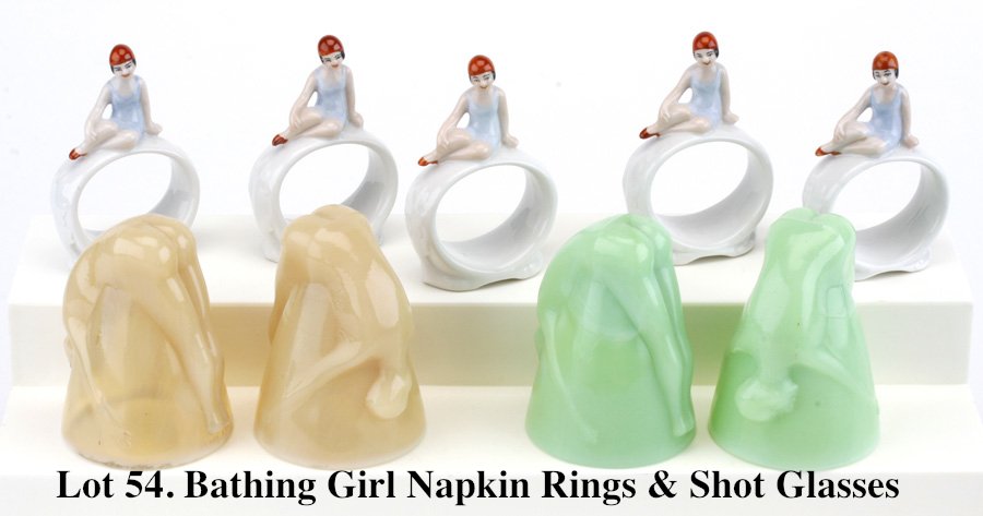 Bathing Girl Napkin Rings & Shot Glasses (1 of 1)