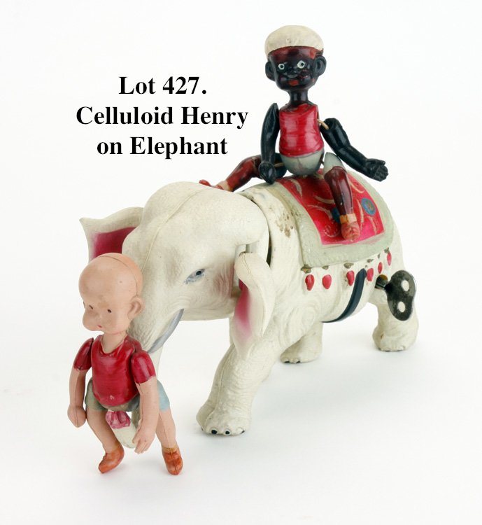 Celluloid Henry on Elephant Wind-Up Toy (1 of 2)