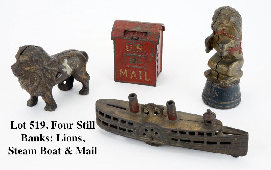 Four Still Banks: Lions, Steam Boat & Mail (1 of 1)