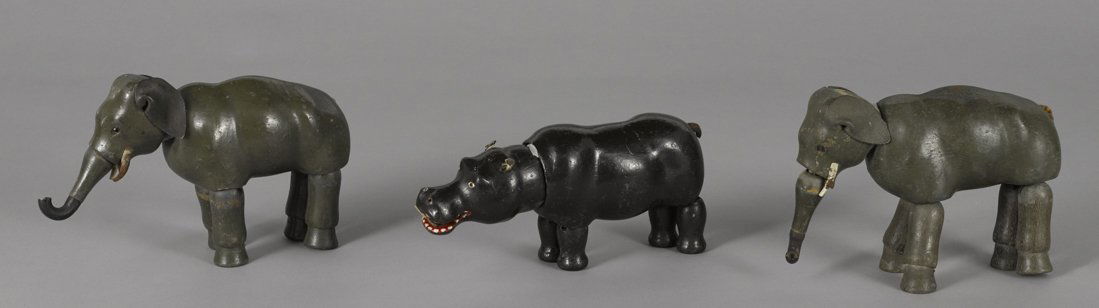 Two Schoenhut painted wood elephants with glass (1 of 1)