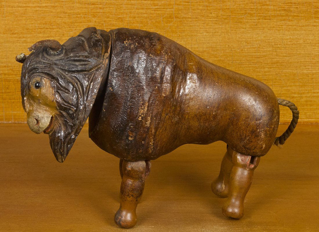 Schoenhut painted wood buffalo with glass eyes, (1 of 1)