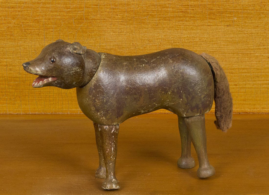 Schoenhut painted wood wolf with a two-part hea (1 of 1)