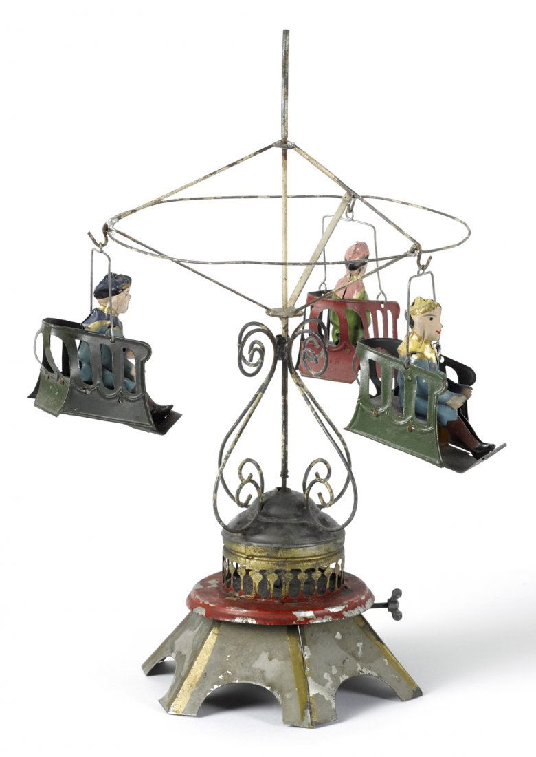 Painted tin clockwork musical carousel roundabou (1 of 1)