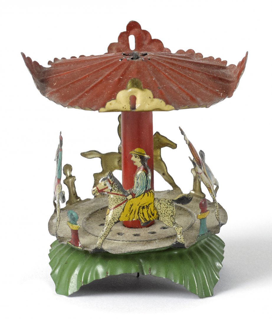 Meier tin lithograph carousel penny toy with ch (1 of 1)