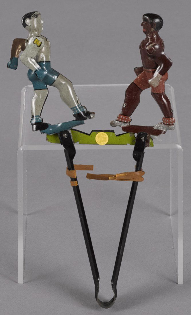 Tin lithograph squeeze penny toy boxers, 6'' h. (1 of 1)