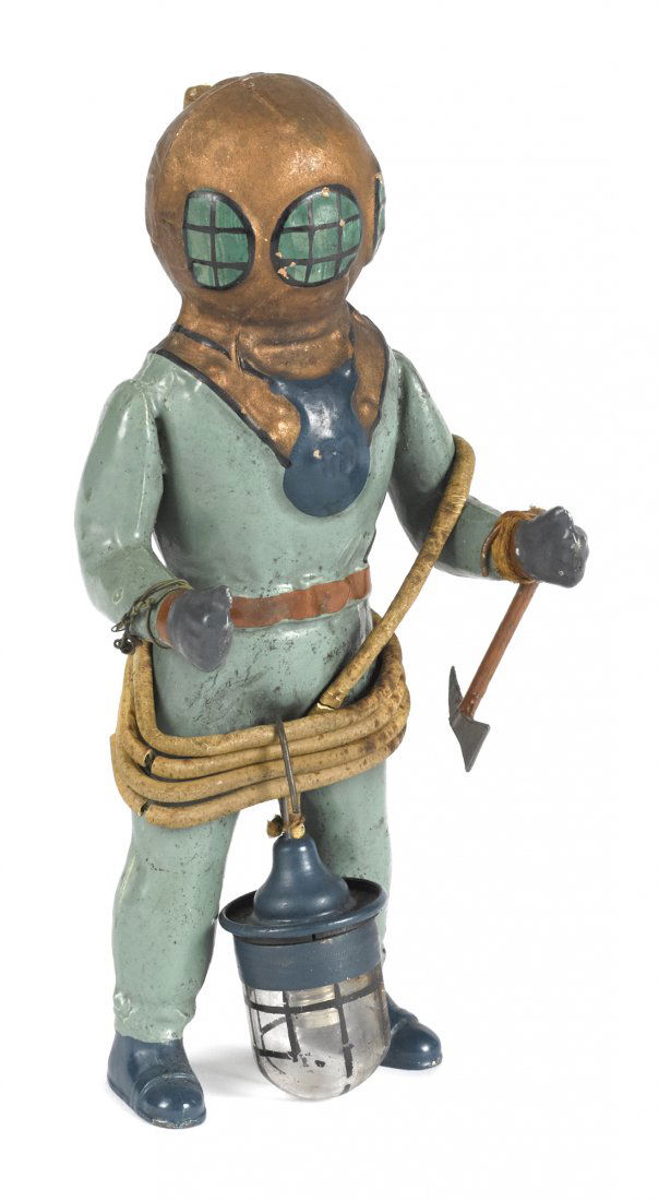 Painted metal deep sea diver figure, probably B (1 of 1)