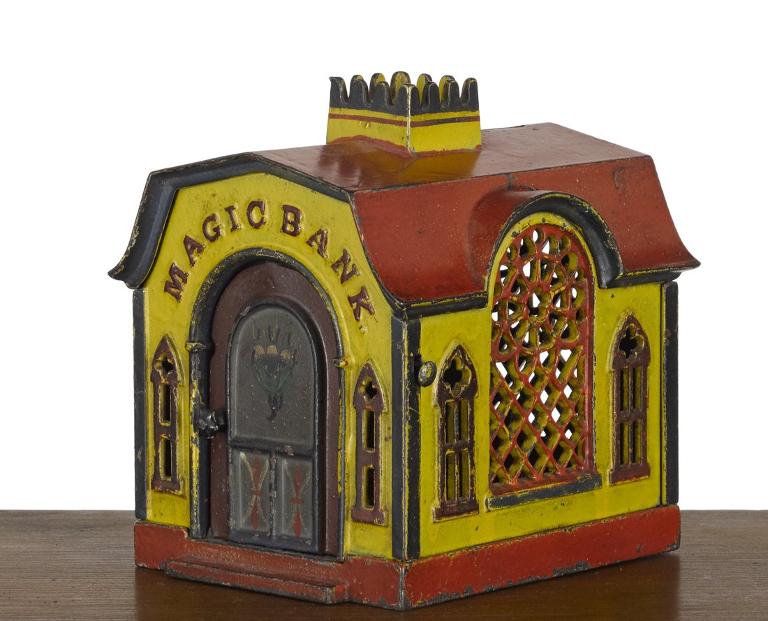 J. & E. Stevens cast iron Magic mechanical ban (1 of 1)