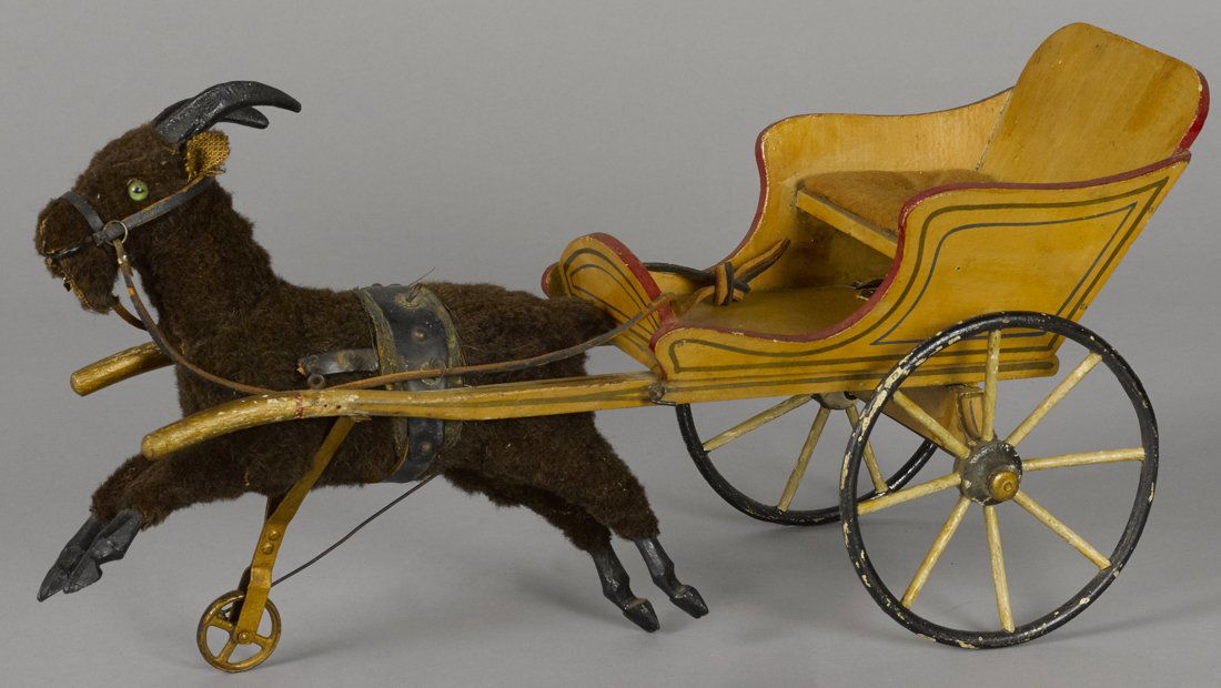 Goat pull toy, probably German, having a fur co (1 of 1)