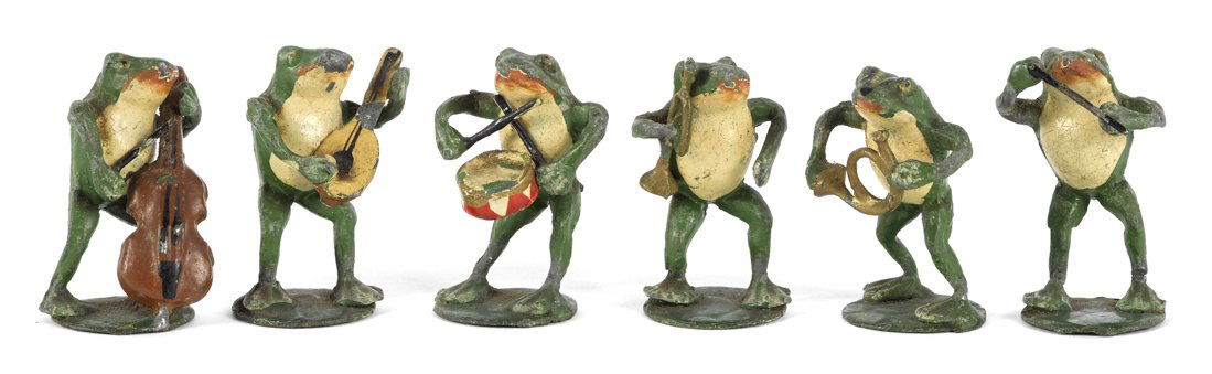 German cold painted bronze six-piece frog band, (1 of 1)